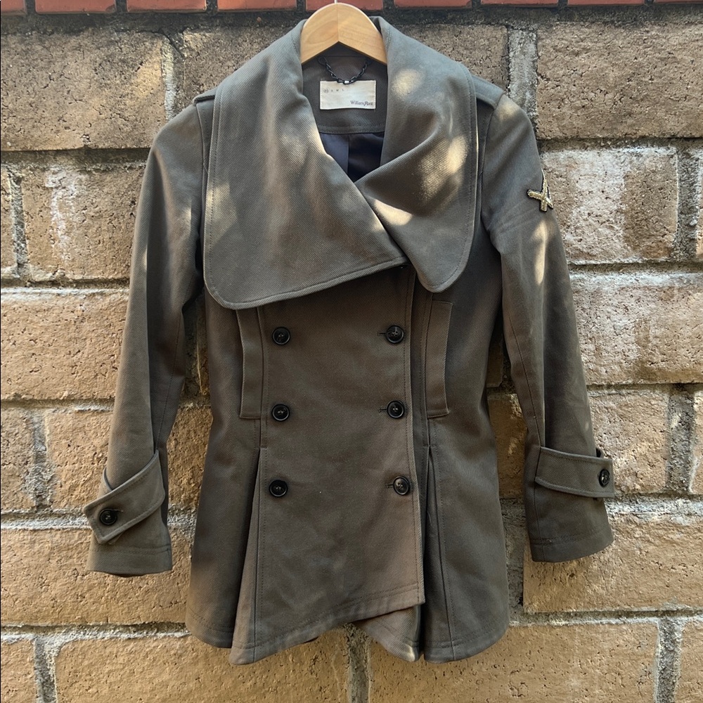 William Rast military Blazer/jacket w/ Button Detail and pockets olive green XS